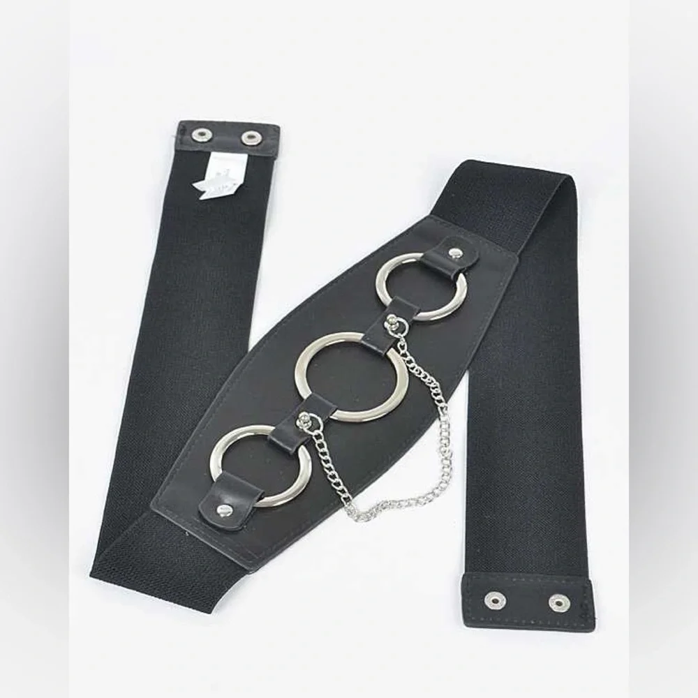 Plus Size Vegan Leather Chain Waist Statement Belt